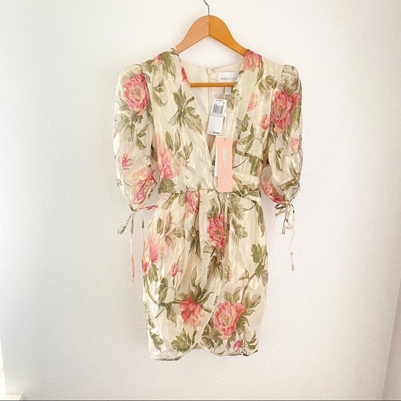 Alice McCall Salvatore Metallic Floral Mini Dress Gold Size 0 NWT - Picture 3 of 14